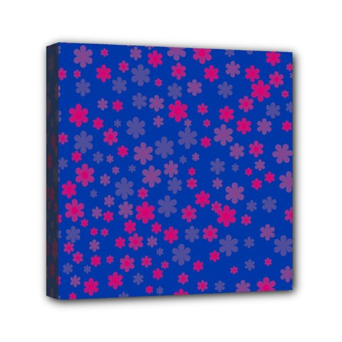 Bisexual Pride Tiny Scattered Flowers Pattern Mini Canvas 6  X 6  (stretched) by VernenInk