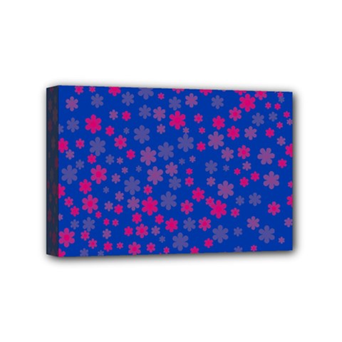Bisexual Pride Tiny Scattered Flowers Pattern Mini Canvas 6  X 4  (stretched) by VernenInk