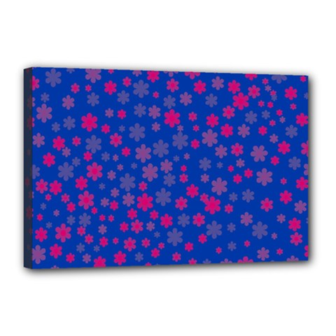 Bisexual Pride Tiny Scattered Flowers Pattern Canvas 18  X 12  (stretched) by VernenInk