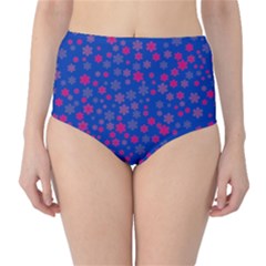 Bisexual Pride Tiny Scattered Flowers Pattern Classic High-waist Bikini Bottoms by VernenInk