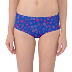 Bisexual Pride Tiny Scattered Flowers Pattern Mid-waist Bikini Bottoms by VernenInk