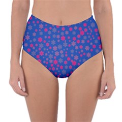 Bisexual Pride Tiny Scattered Flowers Pattern Reversible High-waist Bikini Bottoms by VernenInk