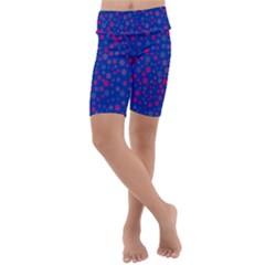 Bisexual Pride Tiny Scattered Flowers Pattern Kids  Lightweight Velour Cropped Yoga Leggings by VernenInk