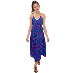 Bisexual Pride Tiny Scattered Flowers Pattern Halter Tie Back Dress  by VernenInk