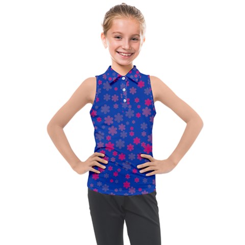 Bisexual Pride Tiny Scattered Flowers Pattern Kids  Sleeveless Polo Tee by VernenInk