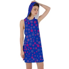 Bisexual Pride Tiny Scattered Flowers Pattern Racer Back Hoodie Dress by VernenInk