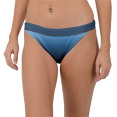 Sky Blue And Grey Color Gradient Ombre Band Bikini Bottom by SpinnyChairDesigns