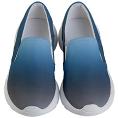 Sky Blue And Grey Color Gradient Ombre Kids Lightweight Slip Ons by SpinnyChairDesigns