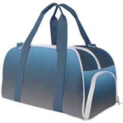 Sky Blue And Grey Color Gradient Ombre Burner Gym Duffel Bag by SpinnyChairDesigns