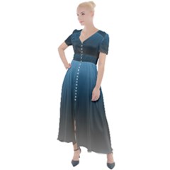 Sky Blue And Grey Color Gradient Ombre Button Up Short Sleeve Maxi Dress by SpinnyChairDesigns