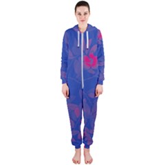 Bi Floral-pattern-background-1308 Hooded Jumpsuit (Ladies) 