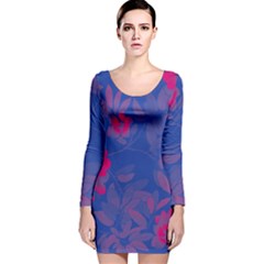 Bi Floral-pattern-background-1308 Long Sleeve Velvet Bodycon Dress