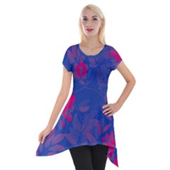 Bi Floral-pattern-background-1308 Short Sleeve Side Drop Tunic by VernenInk