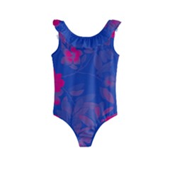 Bi Floral-pattern-background-1308 Kids  Frill Swimsuit