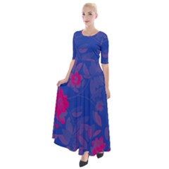 Bi Floral-pattern-background-1308 Half Sleeves Maxi Dress