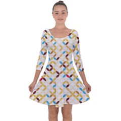 Tekstura-seamless-retro-pattern Quarter Sleeve Skater Dress by Sobalvarro