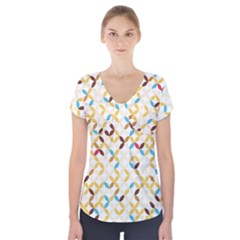 Tekstura-seamless-retro-pattern Short Sleeve Front Detail Top