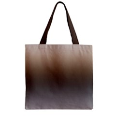 Brown And Grey Gradient Ombre Color Zipper Grocery Tote Bag by SpinnyChairDesigns