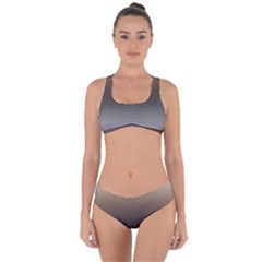 Brown And Grey Gradient Ombre Color Criss Cross Bikini Set by SpinnyChairDesigns