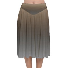 Brown And Grey Gradient Ombre Color Velvet Flared Midi Skirt by SpinnyChairDesigns