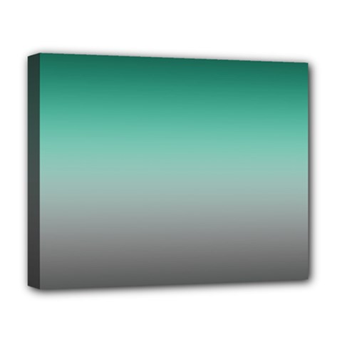 Teal Green And Grey Gradient Ombre Color Deluxe Canvas 20  X 16  (stretched) by SpinnyChairDesigns