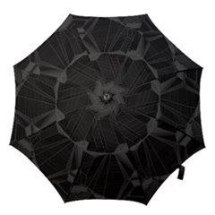 Black Tourmaline Stone Geometric Pattern Hook Handle Umbrellas (medium) by SpinnyChairDesigns