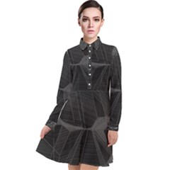 Black Tourmaline Stone Geometric Pattern Long Sleeve Chiffon Shirt Dress by SpinnyChairDesigns