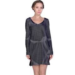 Black Tourmaline Stone Geometric Pattern Long Sleeve Nightdress