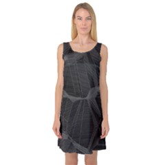 Black Tourmaline Stone Geometric Pattern Sleeveless Satin Nightdress