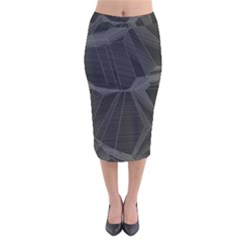 Black Tourmaline Stone Geometric Pattern Velvet Midi Pencil Skirt by SpinnyChairDesigns