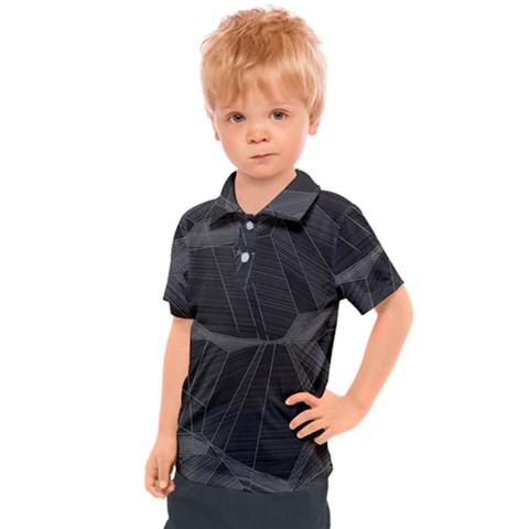 Black Tourmaline Stone Geometric Pattern Kids  Polo Tee by SpinnyChairDesigns