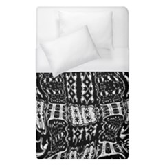 Abstract Black And White Stripes Checkered Pattern Duvet Cover (single Size) by SpinnyChairDesigns