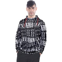 Abstract Black And White Stripes Checkered Pattern Men s Pullover Hoodie