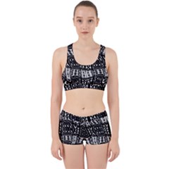 Abstract Black And White Stripes Checkered Pattern Work It Out Gym Set by SpinnyChairDesigns