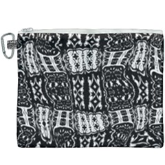 Abstract Black And White Stripes Checkered Pattern Canvas Cosmetic Bag (xxxl) by SpinnyChairDesigns