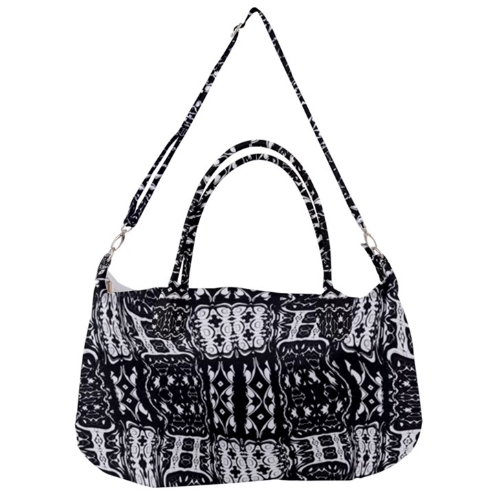 Abstract Black and White Stripes Checkered Pattern Removal Strap Handbag