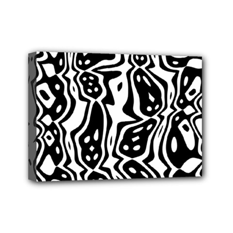 Black And White Abstract Stripe Pattern Mini Canvas 7  X 5  (stretched) by SpinnyChairDesigns