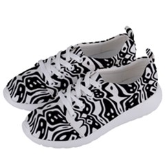 Black And White Abstract Stripe Pattern Women s Lightweight Sports Shoes by SpinnyChairDesigns