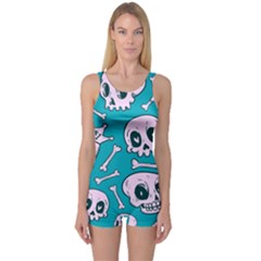 Skull One Piece Boyleg Swimsuit by Sobalvarro