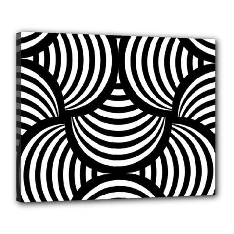 Abstract Black And White Shell Pattern Canvas 20  X 16  (stretched) by SpinnyChairDesigns