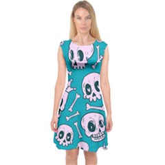 Skull Capsleeve Midi Dress by Sobalvarro