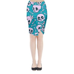 Skull Midi Wrap Pencil Skirt by Sobalvarro