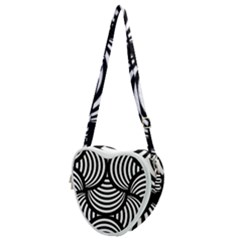 Abstract Black And White Shell Pattern Heart Shoulder Bag by SpinnyChairDesigns