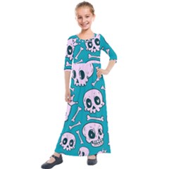 Skull Kids  Quarter Sleeve Maxi Dress by Sobalvarro