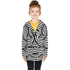 Abstract Black And White Shell Pattern Kids  Double Breasted Button Coat by SpinnyChairDesigns