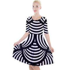 Abstract Black And White Shell Pattern Quarter Sleeve A-line Dress by SpinnyChairDesigns