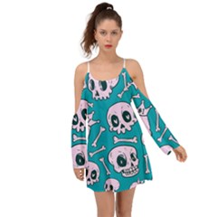 Skull Kimono Sleeves Boho Dress by Sobalvarro