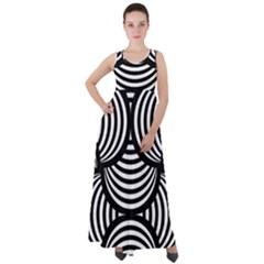 Abstract Black And White Shell Pattern Empire Waist Velour Maxi Dress by SpinnyChairDesigns