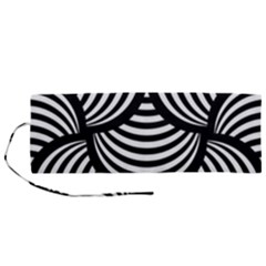 Abstract Black And White Shell Pattern Roll Up Canvas Pencil Holder (m) by SpinnyChairDesigns