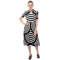 Abstract Black And White Shell Pattern Keyhole Neckline Chiffon Dress by SpinnyChairDesigns